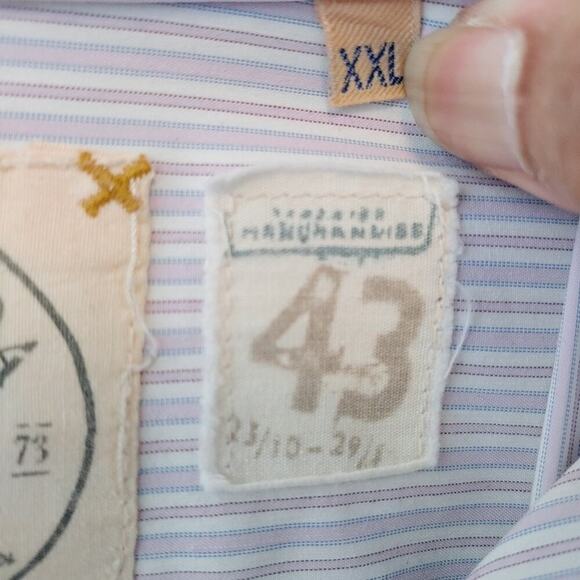 Scotch and Soda Men's Lavender White Striped Long Sleeve Shirt Sz XXL Office - Picture 10 of 14